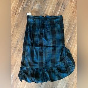 Free Assembly Green and Blue new with tags Plaid Midi Skirt
